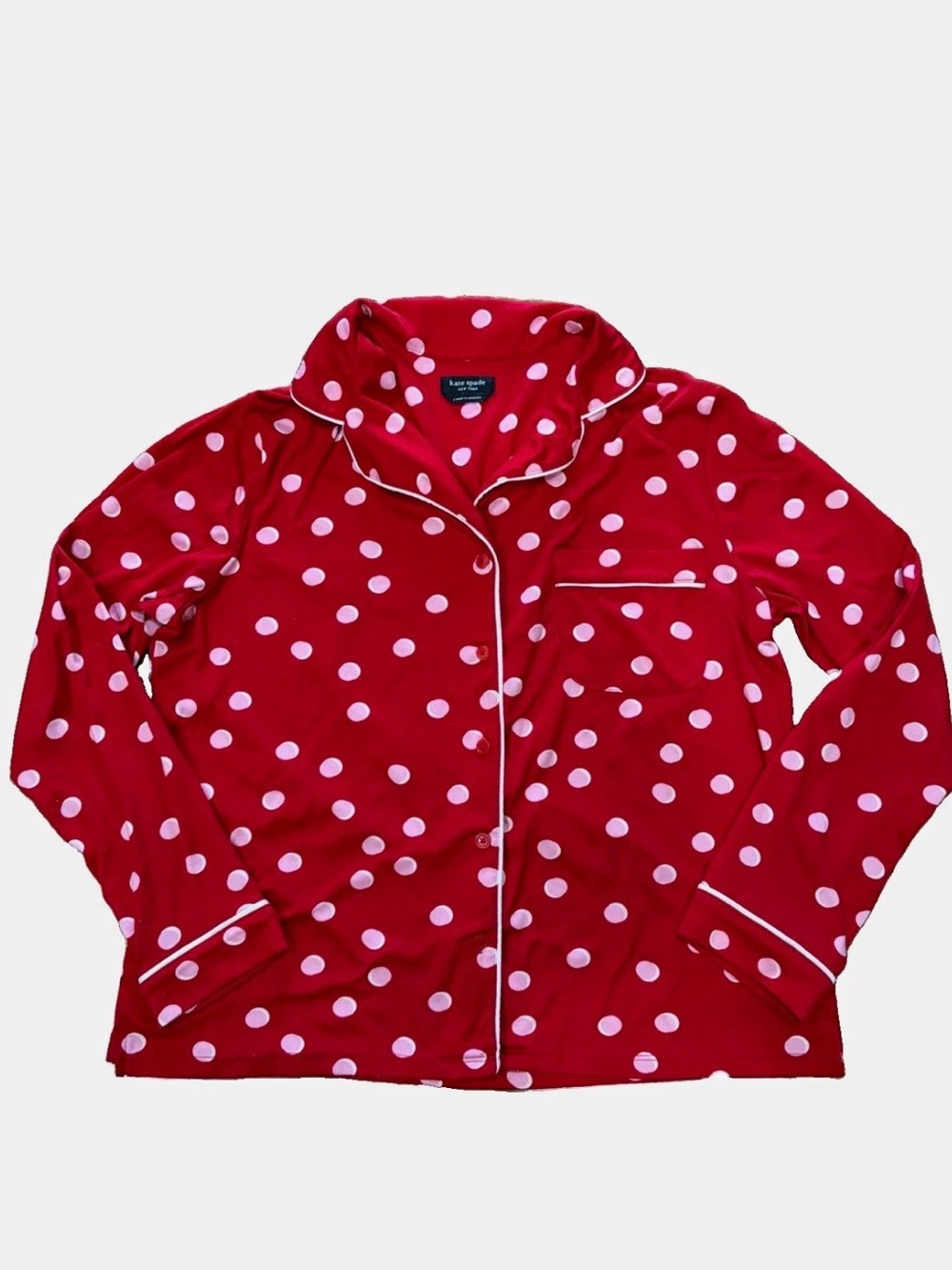 Kate Spade Red and Pink Polka Dot Pajama Top Size S